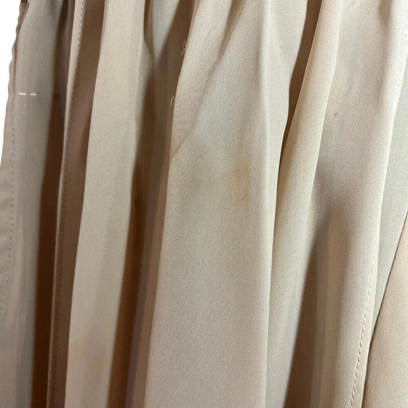 Vince Camuto Beige Chiffon Sheer Blouse Size Medium Lightweight Studded Sleeves - Picture 5 of 6